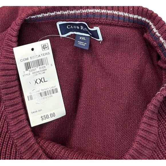 Mens XXL Plum Textured Cotton Sweater Red Burgundy Lightweight NWT - Picture 4 of 5